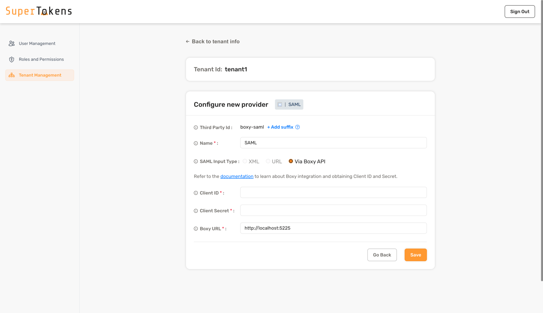 Boxy SAML Config via API